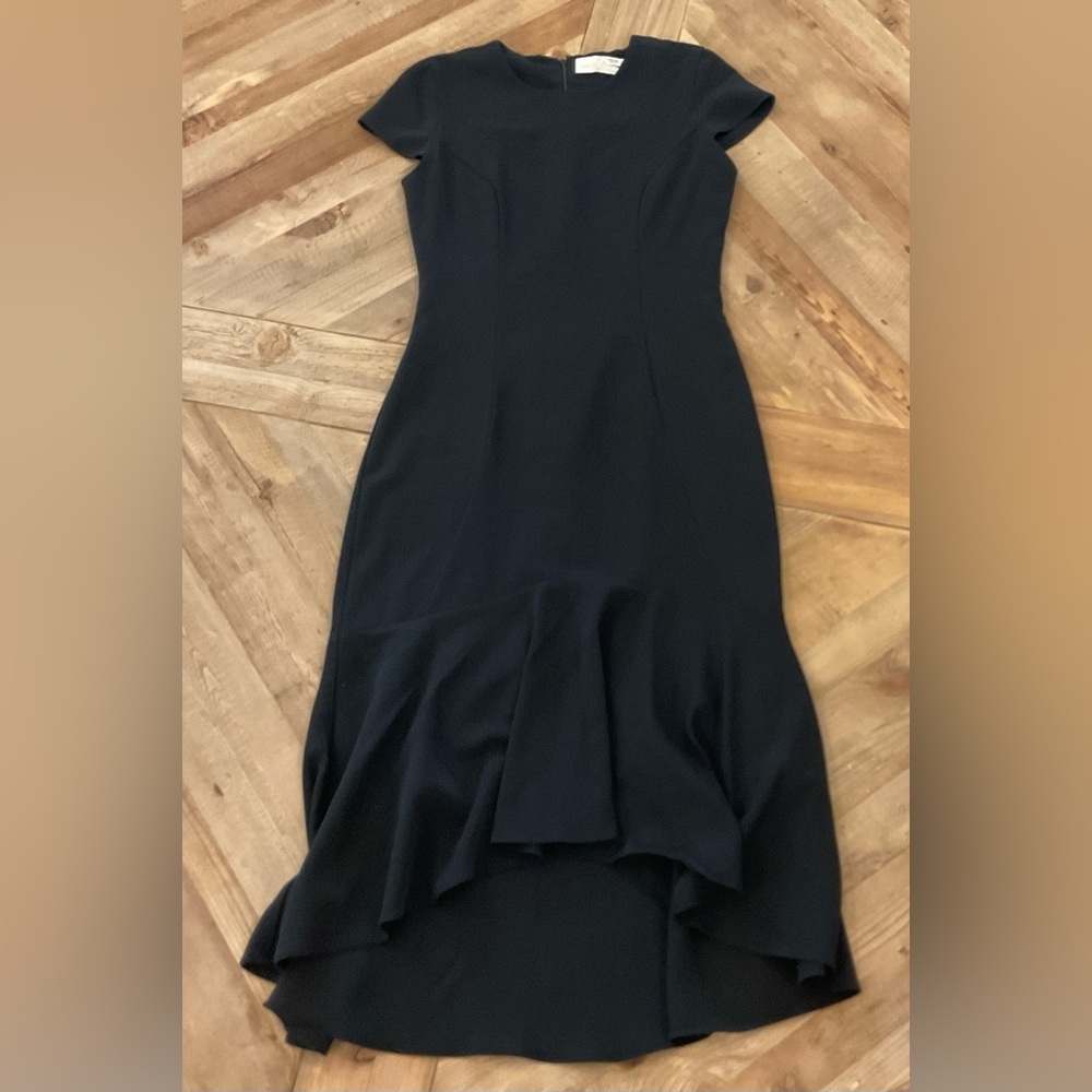 Amanda Uprichard Black High-Low Ruffle‎ Hem Dress